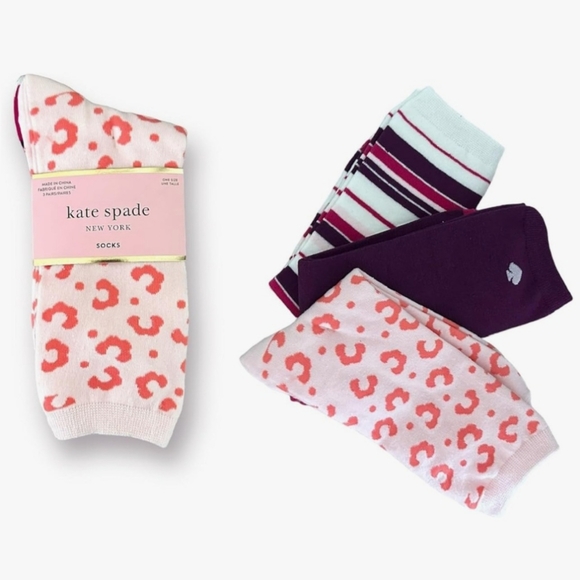 kate spade Accessories - Kate Spade Pink & Purple Crew Socks